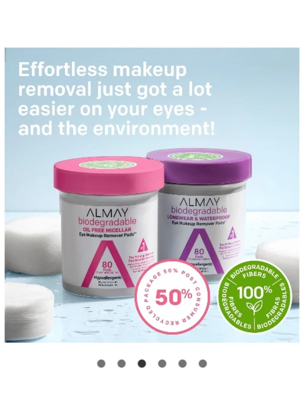 Almay | Biodegradable Micellar Water Eye Makeup Remover Pads | 80CT | NEW SEALED